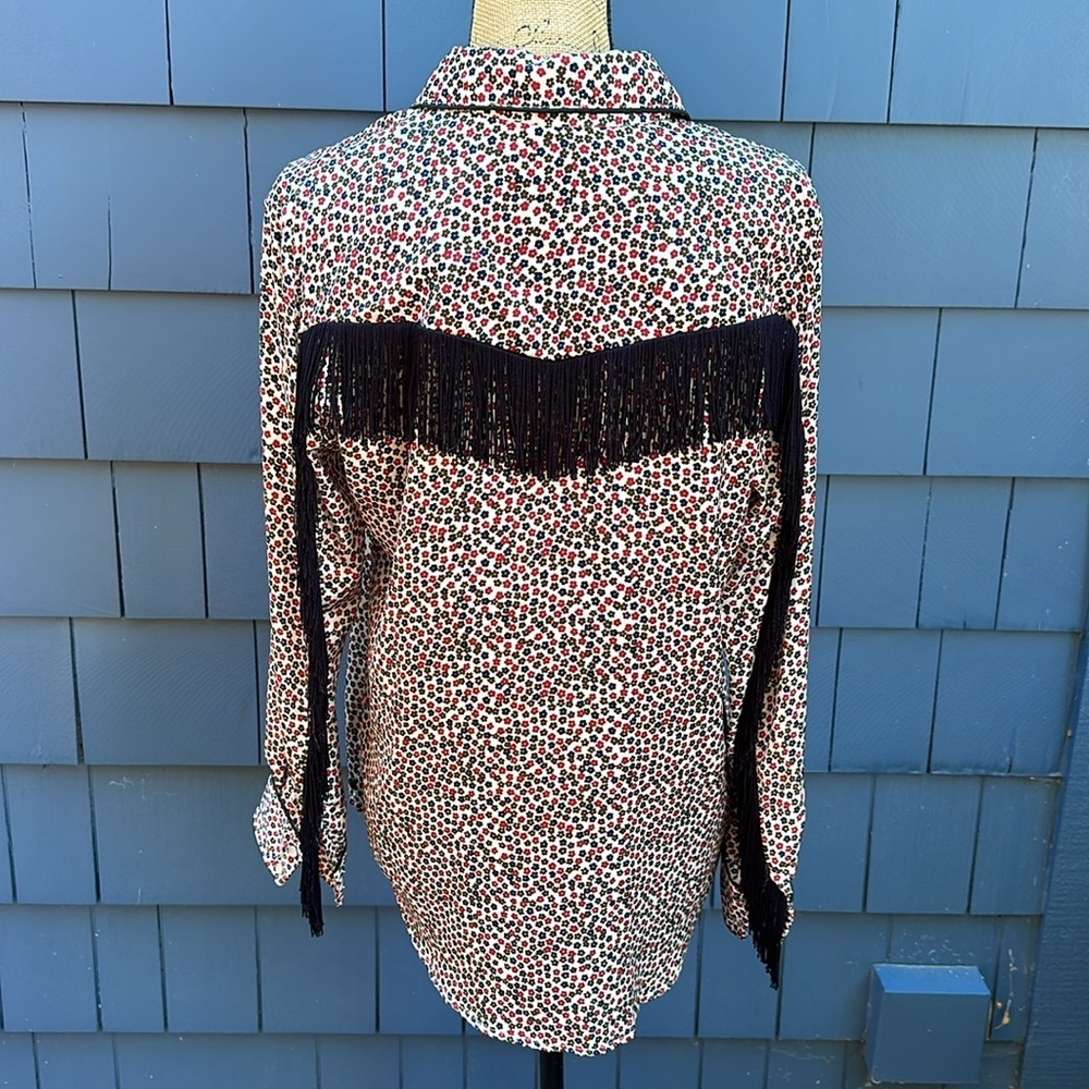 🖤♥️🖤Ottod’ame top blouse western fringe made in Italy snap large Pinup - Picture 6 of 8